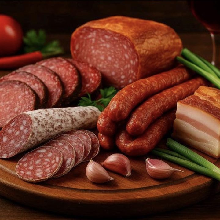 Planche de salamis et saucisses fumées